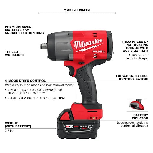 M18 FUEL 1/2" High Torque Impact wrench w/ Friction Ring Kit